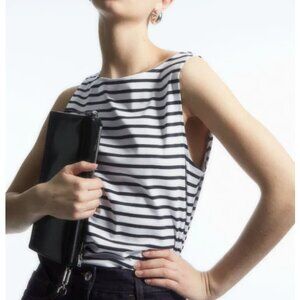 COS Boatneck Tank Top, Navy and White Striped
